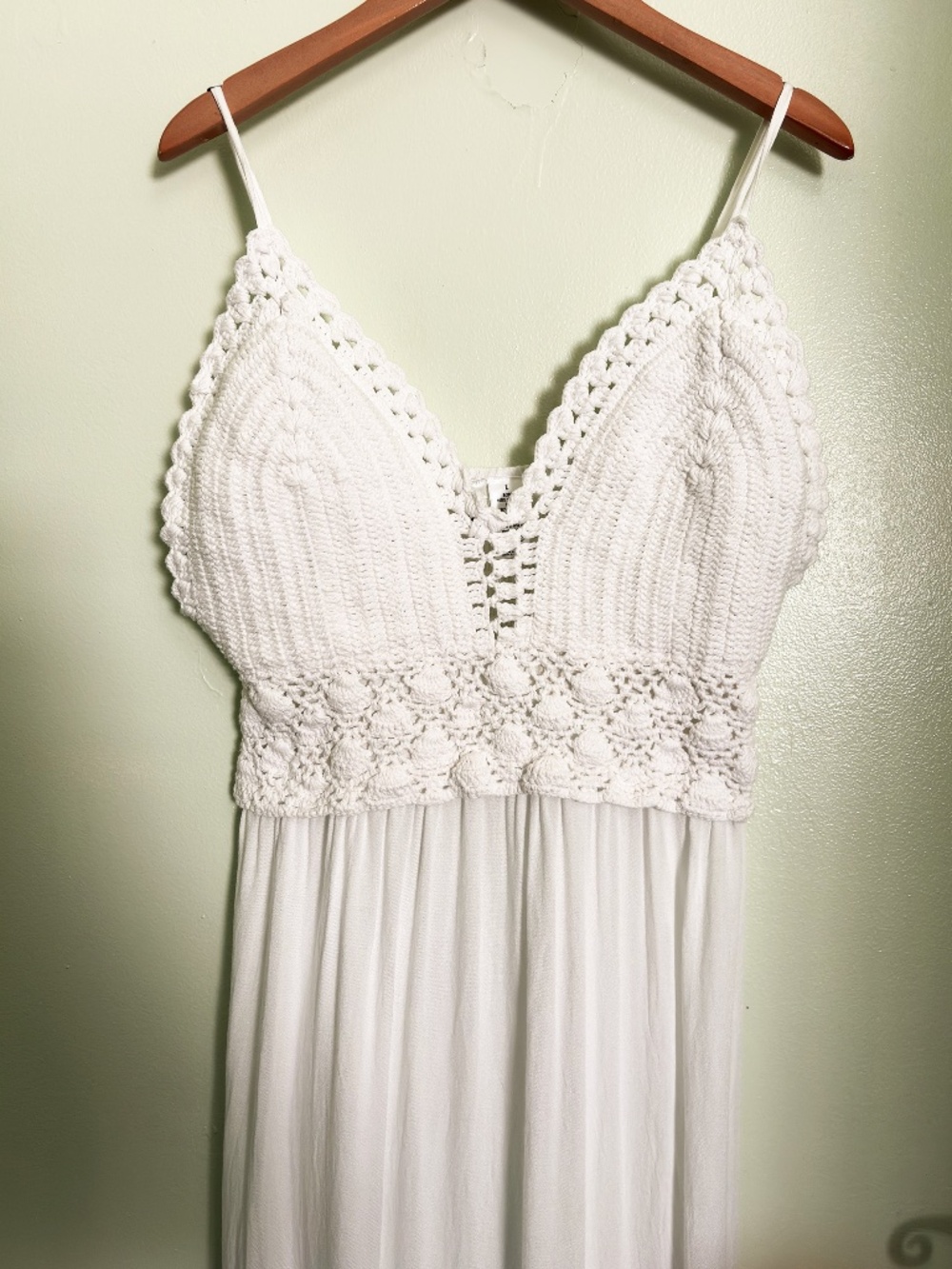 Goa Beachwear by Japna White Crochet Maxi Dress L Boho Resort Beach Cover Up